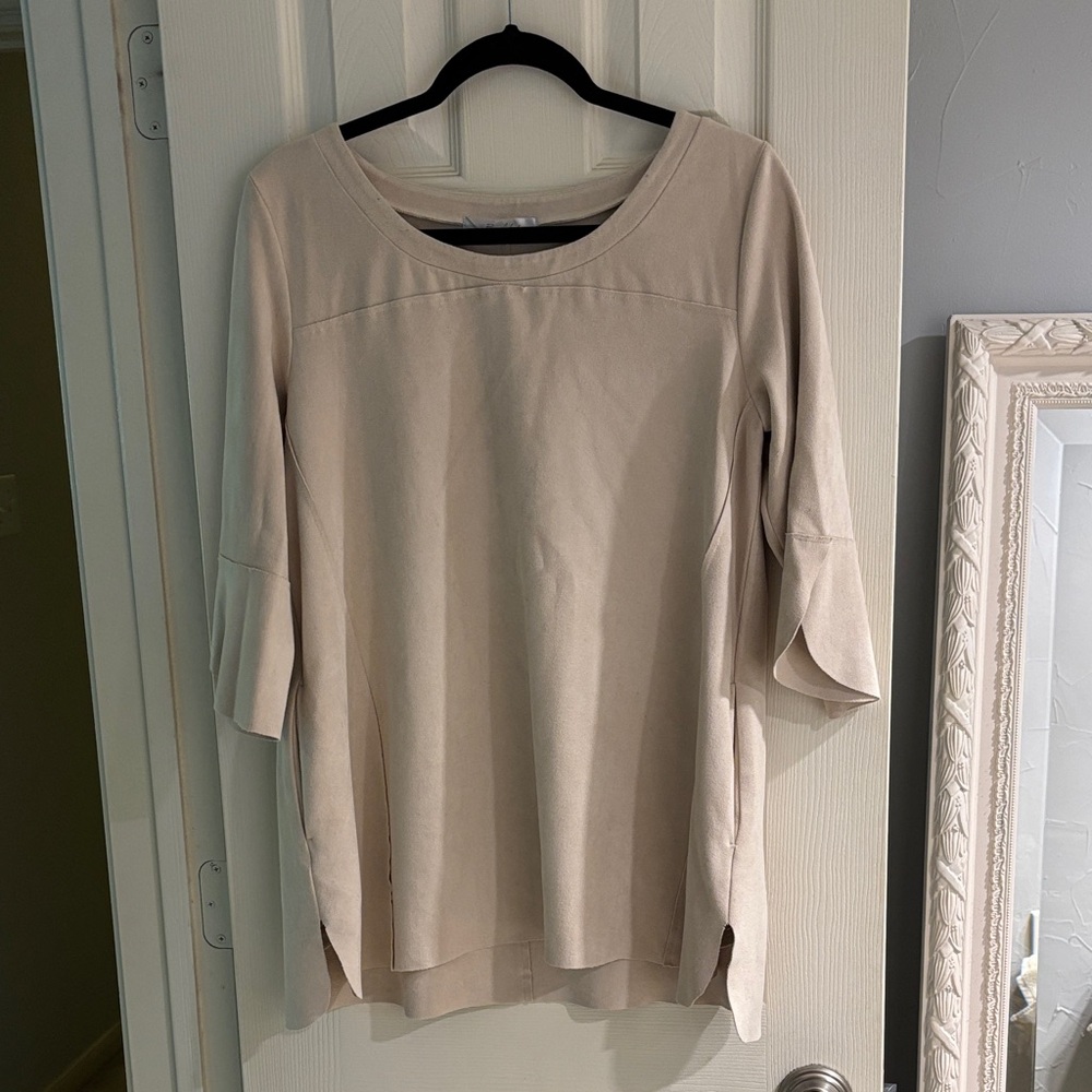 Women's Beige 3/4 Sleeve Tunic Top